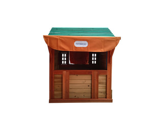English Elm Eco-friendly Solid Fir Kids Outdoor Playhouse with 4 Built-in Backyard Games W155966762