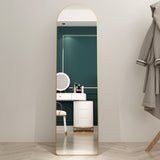 English Elm The 1St Generation Of Floor Mounted Full Length Mirrors. Aluminum Alloy Metal Frame Arched Wall Mirror, Bathroom Makeup Mirror, Bedroom Porch, Wall Mounted. Gold 60 "* 16.5"W115158172