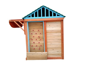 English Elm Eco-friendly Solid Fir Kids Outdoor Playhouse with 4 Built-in Backyard Games W155966762