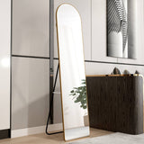 Hearth and Haven The 1St Generation Aluminum Alloy Metal Frame Arched Wall Mirror, Bathroom Makeup Mirror, Bedroom Porch, Decorative Mirror, Clothing Store, Large Mirror, Wall Mounted. Gold 57.5 "x 14".W115158171 W1151109089