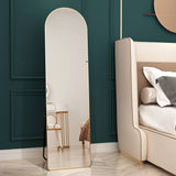 English Elm The 1St Generation Of Floor Mounted Full Length Mirrors. Aluminum Alloy Metal Frame Arched Wall Mirror, Bathroom Makeup Mirror, Bedroom Porch, Wall Mounted. Gold 60 "* 16.5"W115158172