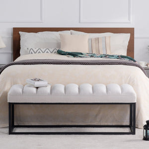 English Elm Metal Base Quilted Foam Cushion Upholstered Bench for Bedroom or Entryway Seating W68049948