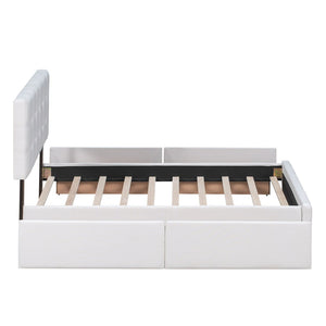 English Elm Upholstered Queen Storage Bed Tufted Linen Headboard Four Drawers No Box Spring LP100114AAK