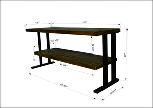 English Elm Media Console Table Reclaimed Wood Open Shelf Industrial Living Room Tv Stand W142562432