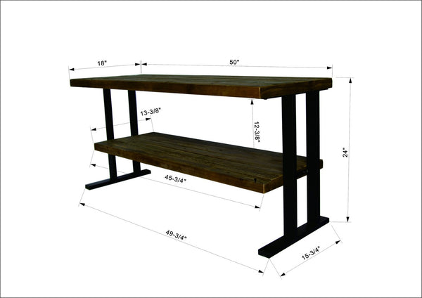 English Elm Media Console Table Reclaimed Wood Open Shelf Industrial Living Room Tv Stand W142562432