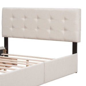 English Elm Upholstered Queen Storage Bed Tufted Linen Headboard Four Drawers No Box Spring LP100114AAA