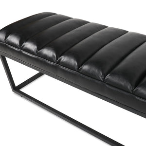 English Elm Metal Base Quilted Upholstered Bench with Foam Cushion for Bedroom or Entryway W68049925