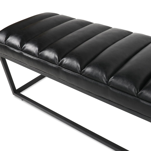 English Elm Metal Base Quilted Upholstered Bench with Foam Cushion for Bedroom or Entryway W68049925