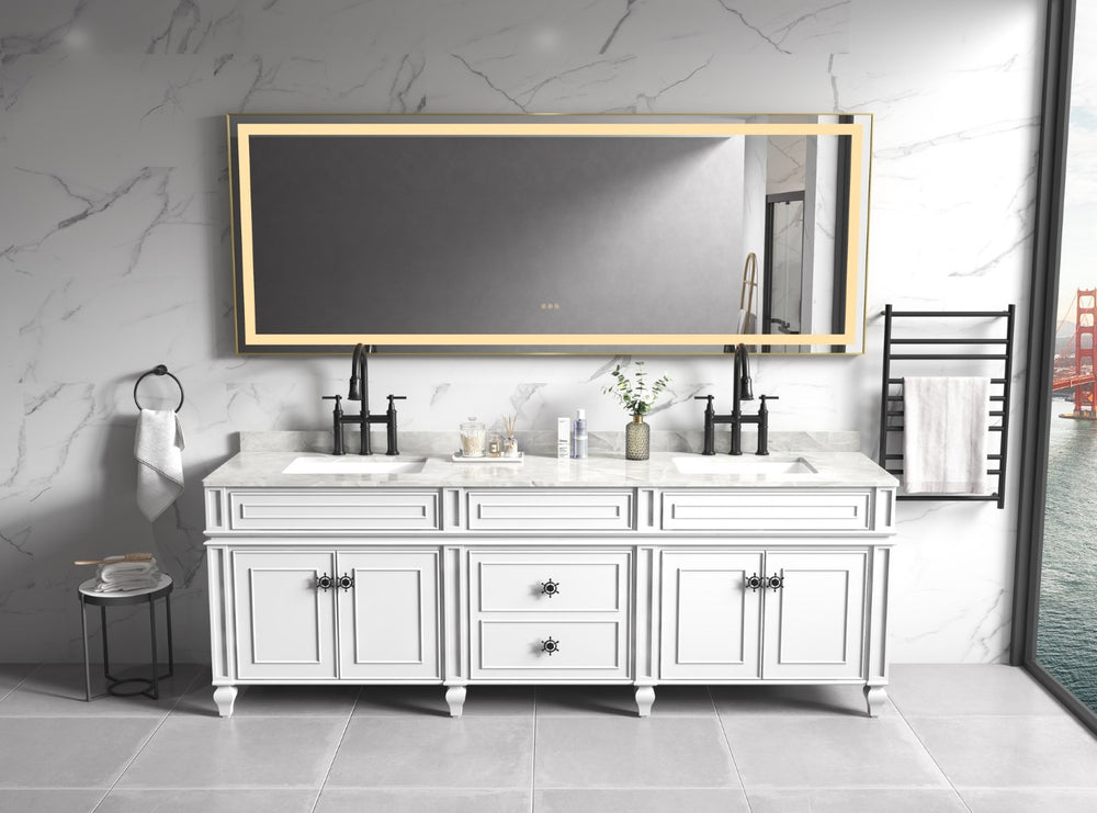English Elm 96in. Wide Led Backlit Bathroom Vanity Mirror with Anti-fog and Touch Color Control W1272100775