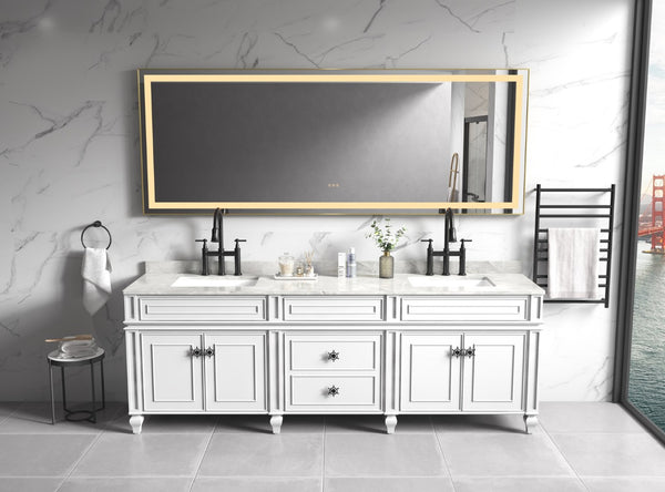 English Elm 96in. Wide Led Backlit Bathroom Vanity Mirror with Anti-fog and Touch Color Control W1272100775