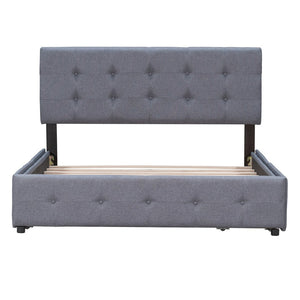English Elm Upholstered Queen Storage Bed Tufted Linen Headboard Four Drawers No Box Spring LP100114AAE
