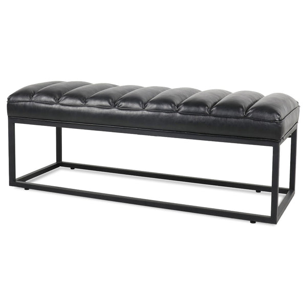 English Elm Metal Base Quilted Upholstered Bench with Foam Cushion for Bedroom or Entryway W68049925