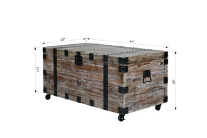 English Elm Antique Gray Reclaimed Wood Trunk Table Set of Three with Interior Storage W142562436