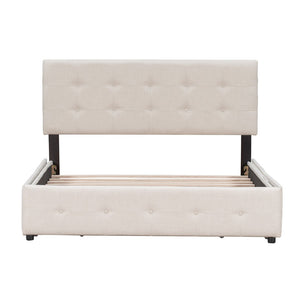 English Elm Upholstered Queen Storage Bed Tufted Linen Headboard Four Drawers No Box Spring LP100114AAA