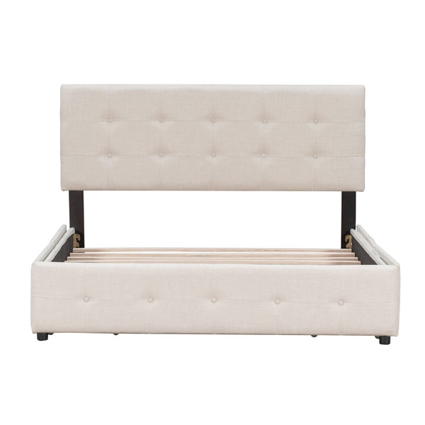 English Elm Upholstered Queen Storage Bed Tufted Linen Headboard Four Drawers No Box Spring LP100114AAA