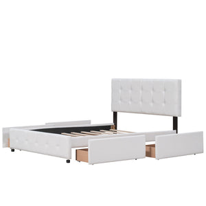 English Elm Upholstered Queen Storage Bed Tufted Linen Headboard Four Drawers No Box Spring LP100114AAK