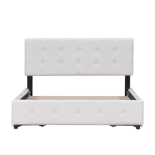 English Elm Upholstered Queen Storage Bed Tufted Linen Headboard Four Drawers No Box Spring LP100114AAK