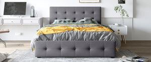 English Elm Upholstered Queen Storage Bed Tufted Linen Headboard Four Drawers No Box Spring LP100114AAE