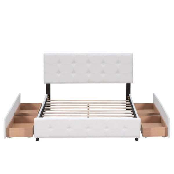 English Elm Upholstered Queen Storage Bed Tufted Linen Headboard Four Drawers No Box Spring LP100114AAK