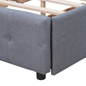 English Elm Upholstered Queen Storage Bed Tufted Linen Headboard Four Drawers No Box Spring LP100114AAE