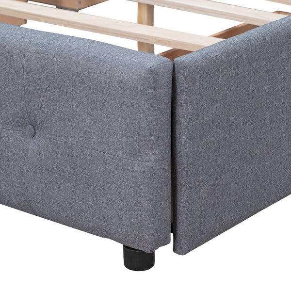 English Elm Upholstered Queen Storage Bed Tufted Linen Headboard Four Drawers No Box Spring LP100114AAE
