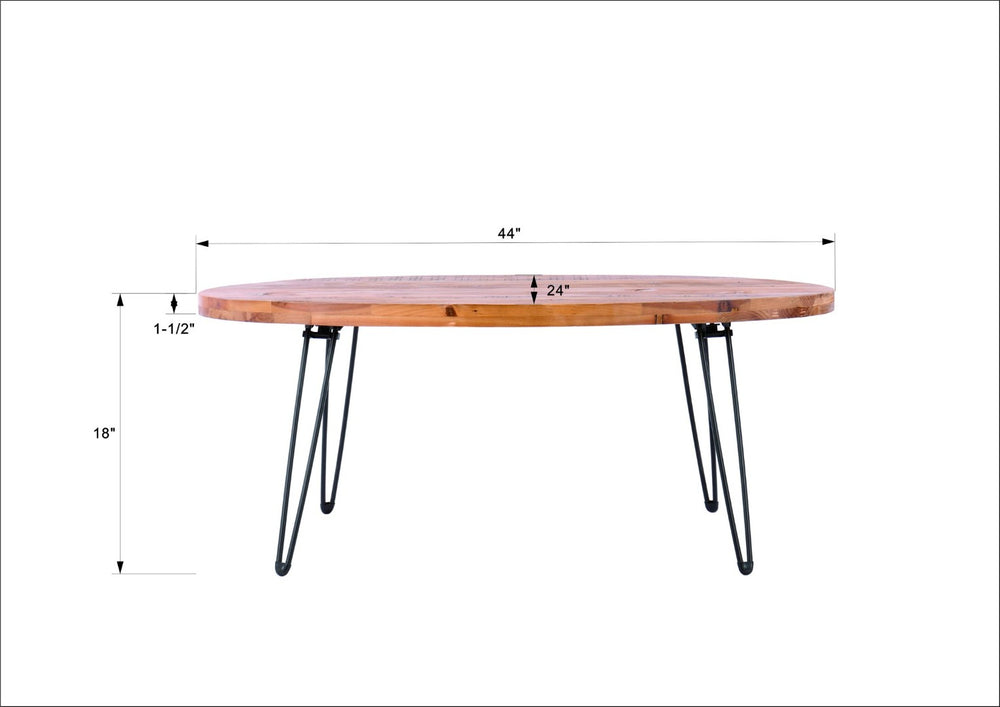 English Elm Oval Reclaimed Wood Foldable Coffee Table Organic Grain Living Room Centerpiece W142562431