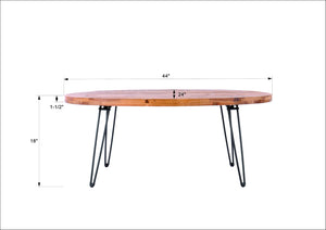 English Elm Oval Reclaimed Wood Foldable Coffee Table Organic Grain Living Room Centerpiece W142562431