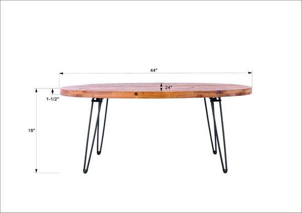 English Elm Oval Reclaimed Wood Foldable Coffee Table Organic Grain Living Room Centerpiece W142562431
