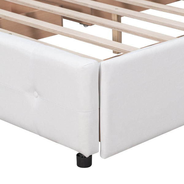 English Elm Upholstered Queen Storage Bed Tufted Linen Headboard Four Drawers No Box Spring LP100114AAK
