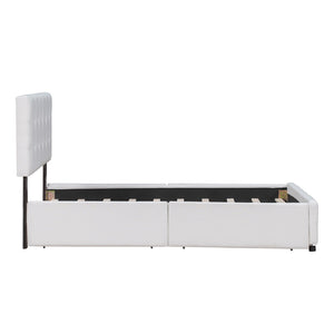 English Elm Upholstered Queen Storage Bed Tufted Linen Headboard Four Drawers No Box Spring LP100114AAK