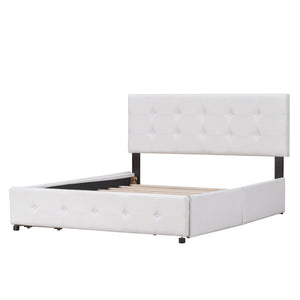English Elm Upholstered Queen Storage Bed Tufted Linen Headboard Four Drawers No Box Spring LP100114AAK