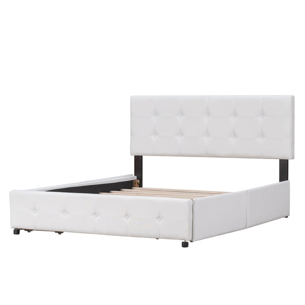 English Elm Upholstered Queen Storage Bed Tufted Linen Headboard Four Drawers No Box Spring LP100114AAK