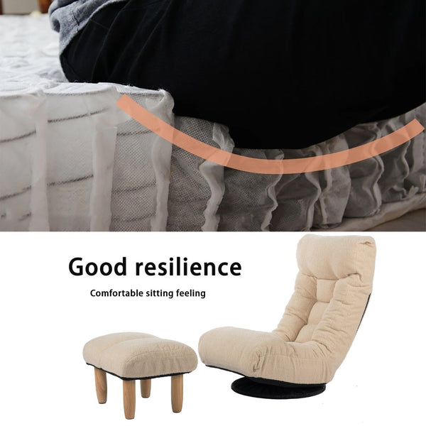 English Elm Single Japanese Tatami Floor Chair Adjustable Reclining Seat for Balcony Meditation Lounge W24459163