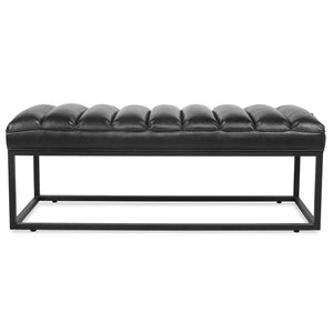 English Elm Metal Base Quilted Upholstered Bench with Foam Cushion for Bedroom or Entryway W68049925