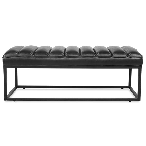 English Elm Metal Base Quilted Upholstered Bench with Foam Cushion for Bedroom or Entryway W68049925