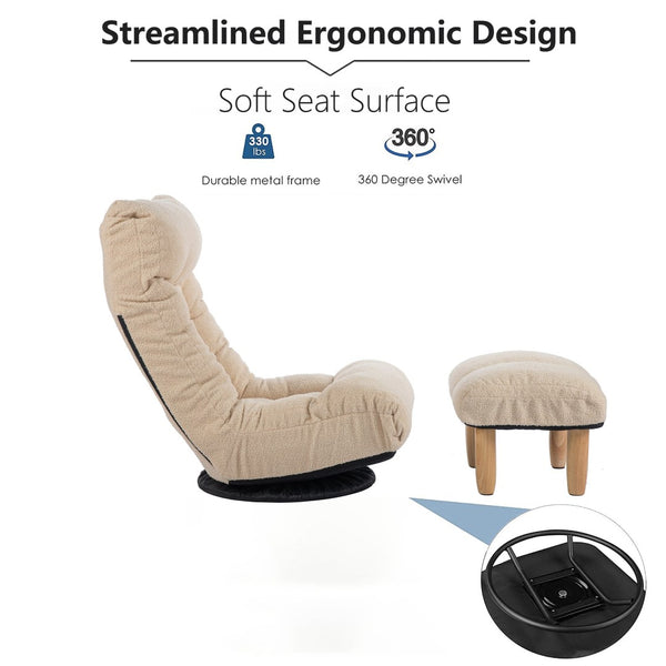 English Elm Single Japanese Tatami Floor Chair Adjustable Reclining Seat for Balcony Meditation Lounge W24459163