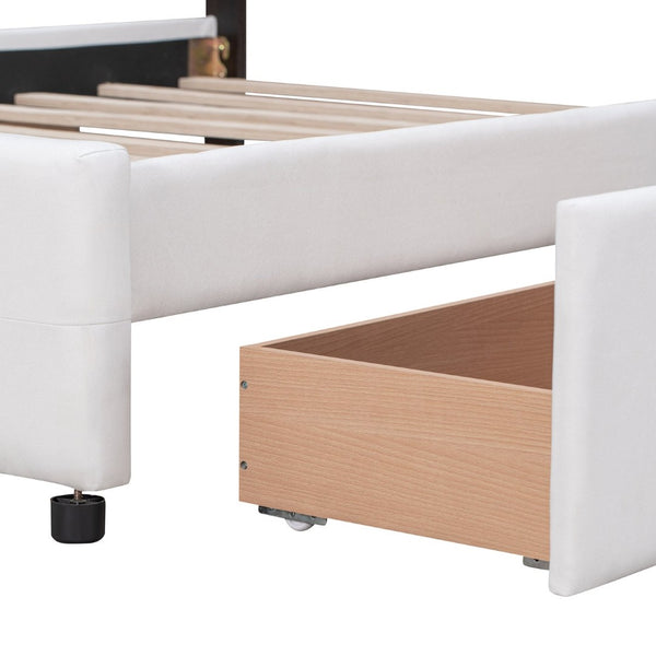 English Elm Upholstered Queen Storage Bed Tufted Linen Headboard Four Drawers No Box Spring LP100114AAK