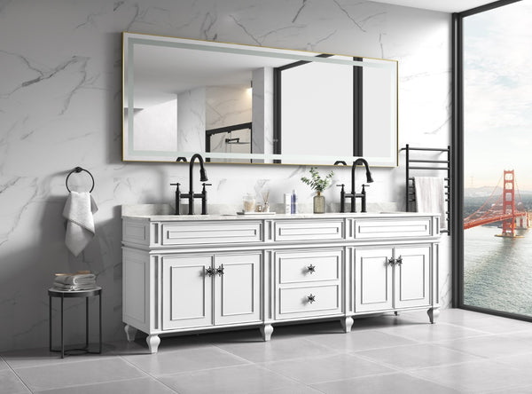 English Elm 96in. Wide Led Backlit Bathroom Vanity Mirror with Anti-fog and Touch Color Control W1272100775