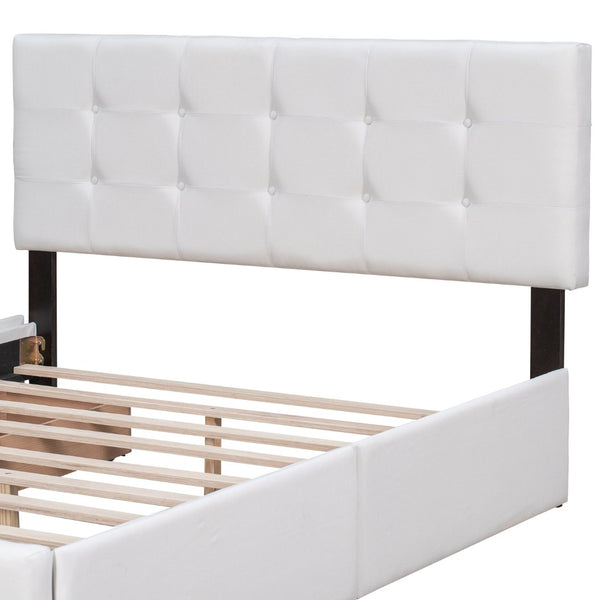 English Elm Upholstered Queen Storage Bed Tufted Linen Headboard Four Drawers No Box Spring LP100114AAK