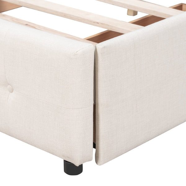 English Elm Upholstered Queen Storage Bed Tufted Linen Headboard Four Drawers No Box Spring LP100114AAA