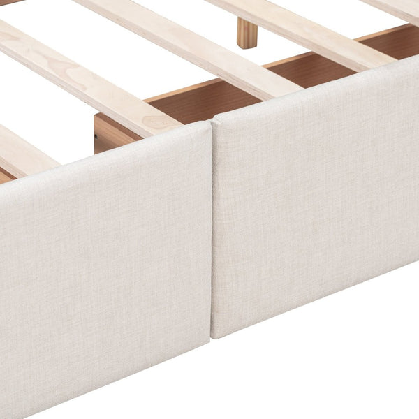 English Elm Upholstered Queen Storage Bed Tufted Linen Headboard Four Drawers No Box Spring LP100114AAA