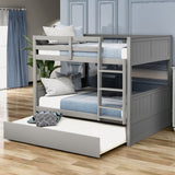 Hearth and Haven Brawnson Full over Full Bunk Bed with Twin Trundle, Grey LT000350AAE