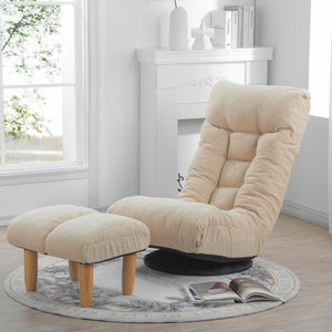 English Elm Single Japanese Tatami Floor Chair Adjustable Reclining Seat for Balcony Meditation Lounge W24459163