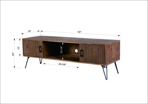 English Elm Industrial Reclaimed Wood Tv Stand with Dual Storage Cabinets for Living Rooms W142562421