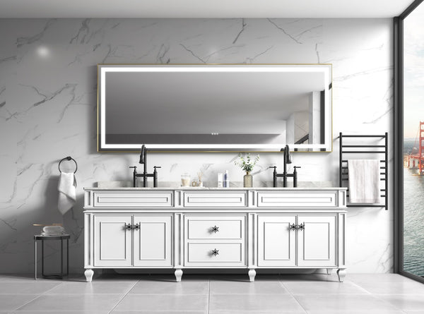 English Elm 96in. Wide Led Backlit Bathroom Vanity Mirror with Anti-fog and Touch Color Control W1272100775