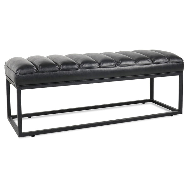 English Elm Metal Base Quilted Upholstered Bench with Foam Cushion for Bedroom or Entryway W68049925