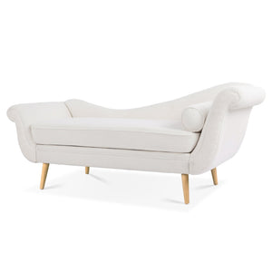 English Elm Chaise Lounge Scroll Arm Birch Leg Upholstered Reading Chair for Bedroom Living Room W68056676