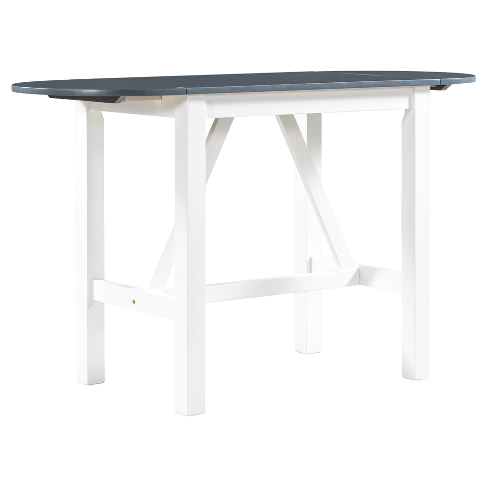 English Elm TOPMAX 3-Piece Wood Counter Height Drop Leaf Dining Set with Upholstered Chairs and Space-Saving Design White SP000259AAE