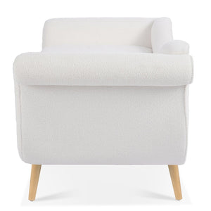 English Elm Chaise Lounge Scroll Arm Birch Leg Upholstered Reading Chair for Bedroom Living Room W68056676