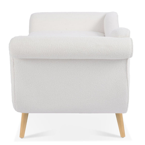 English Elm Chaise Lounge Scroll Arm Birch Leg Upholstered Reading Chair for Bedroom Living Room W68056676